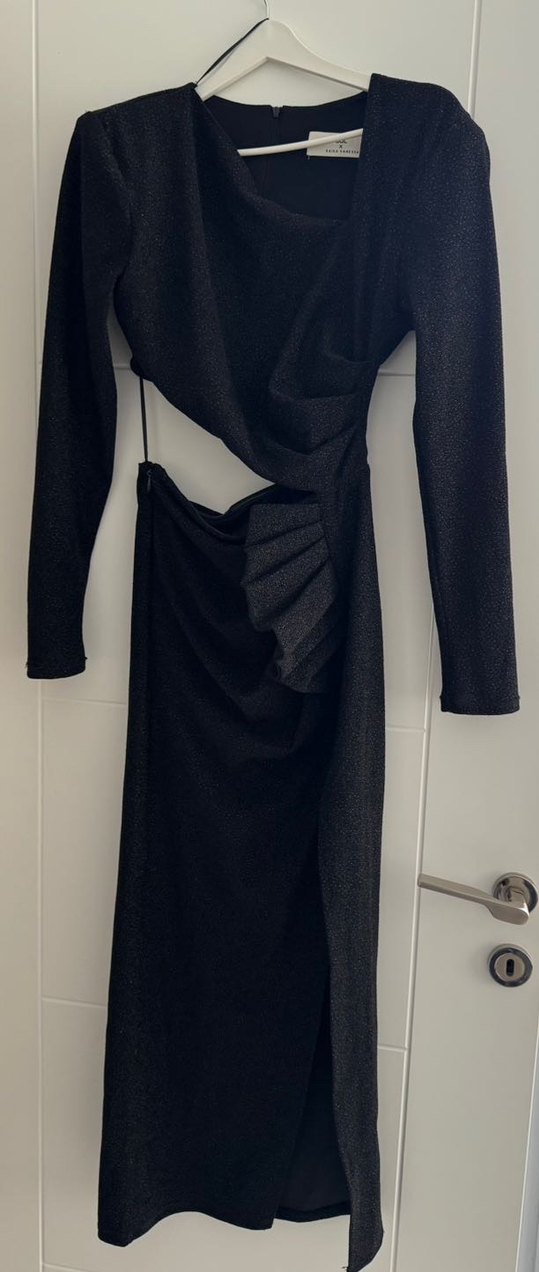 Adl Siyah Uzun Drapeli Kadın Elbise - Görsel 5