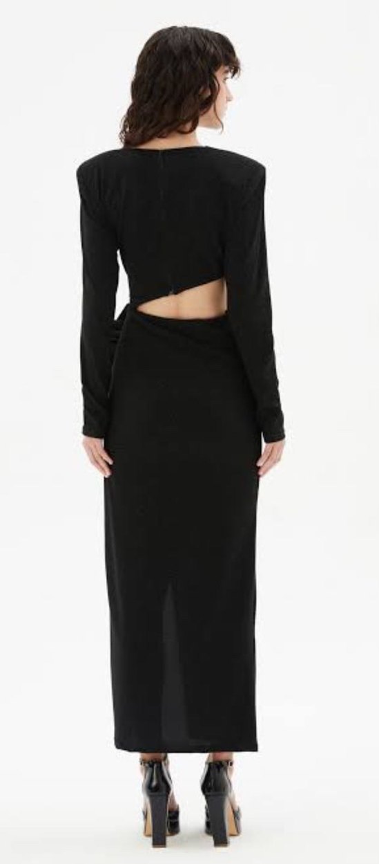 Adl Siyah Uzun Drapeli Kadın Elbise - Görsel 3