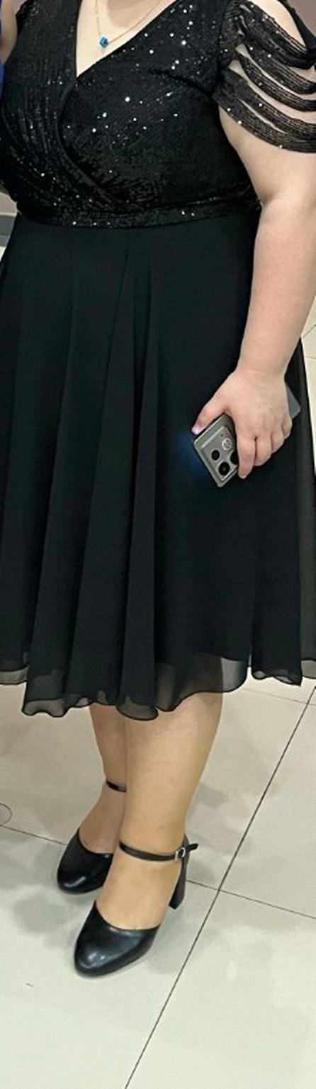 Boncuk İşlemeli Siyah Mini Abiye Elbise - Görsel 2