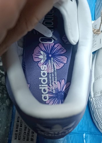 Beyaz Adidas Desenli Bağcıklı Kadın Spor Ayakkabı - Görsel 5