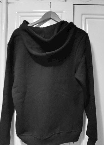 Siyah Fermuarlı Kapüşonlu Erkek Sweatshirt - Görsel 2