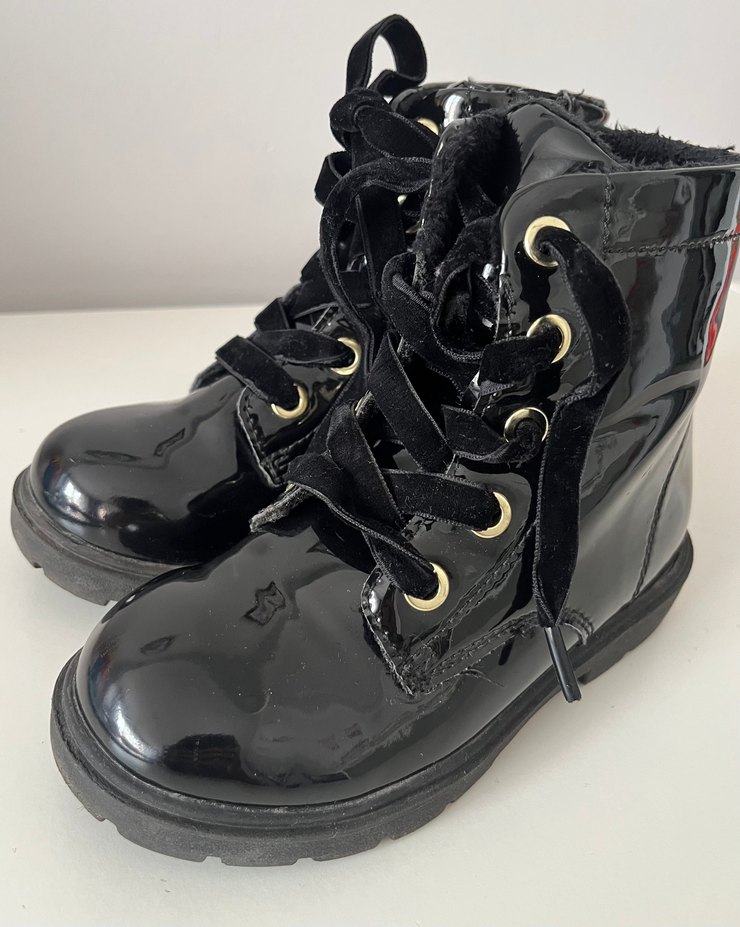 H&M Kız Çocuk Siyah Rugan Bağcıklı Fermuarlı Goth Bot - Görsel 2