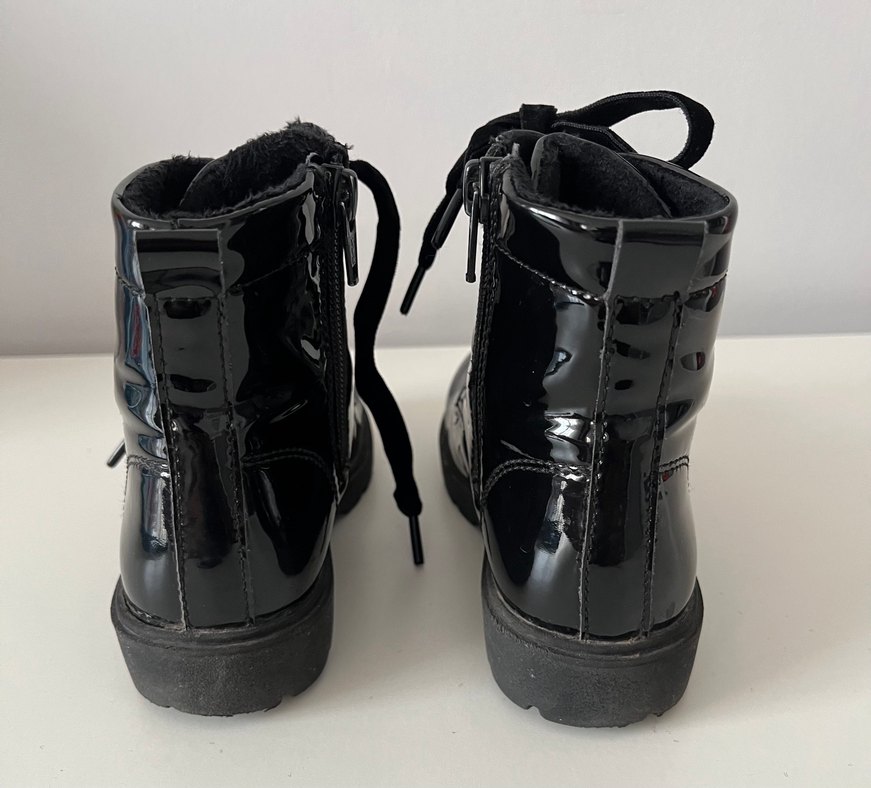 H&M Kız Çocuk Siyah Rugan Bağcıklı Fermuarlı Goth Bot - Görsel 5