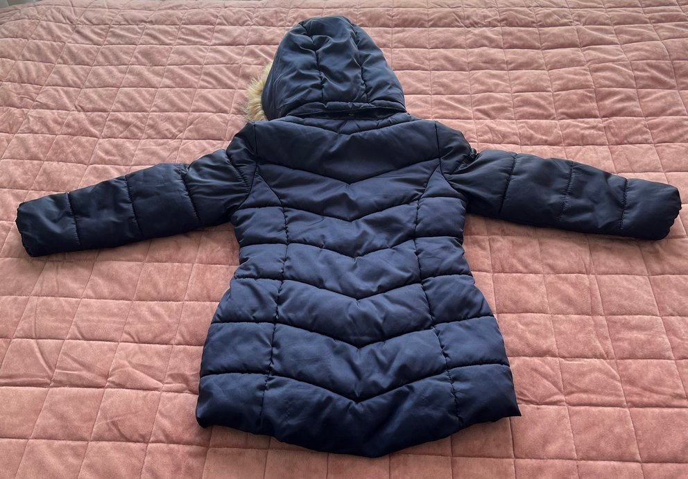 Koyu Mavi, Kürklü, Midi Kadın Mont 5-6 yaş - Görsel 3