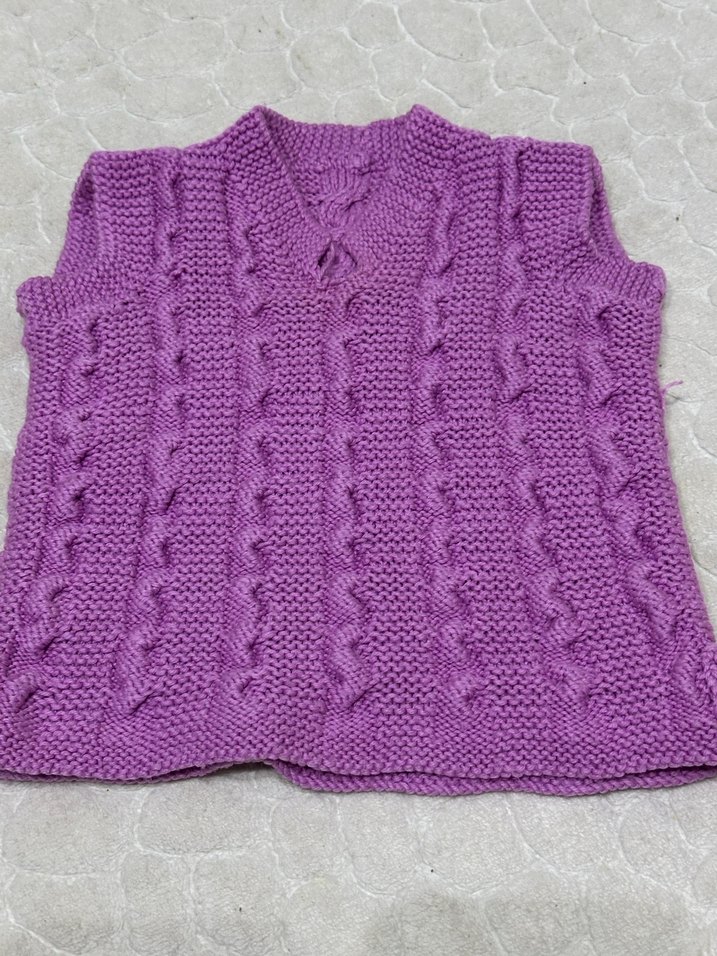 Mor V Yaka Kız Çocuk Triko Süveter - Görsel 2