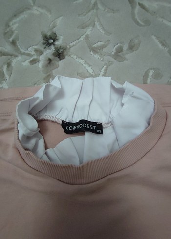 Pembe Kadın  Sweatshirt Fırfırlı - Görsel 2