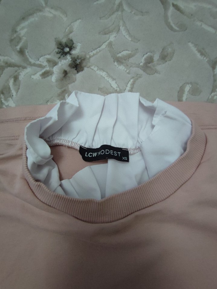 Pembe Kadın  Sweatshirt Fırfırlı - Görsel 2