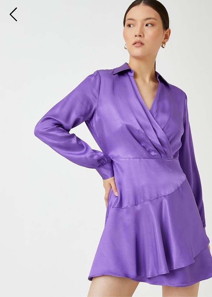 Koton Mor Mini Elbise - Görsel 5