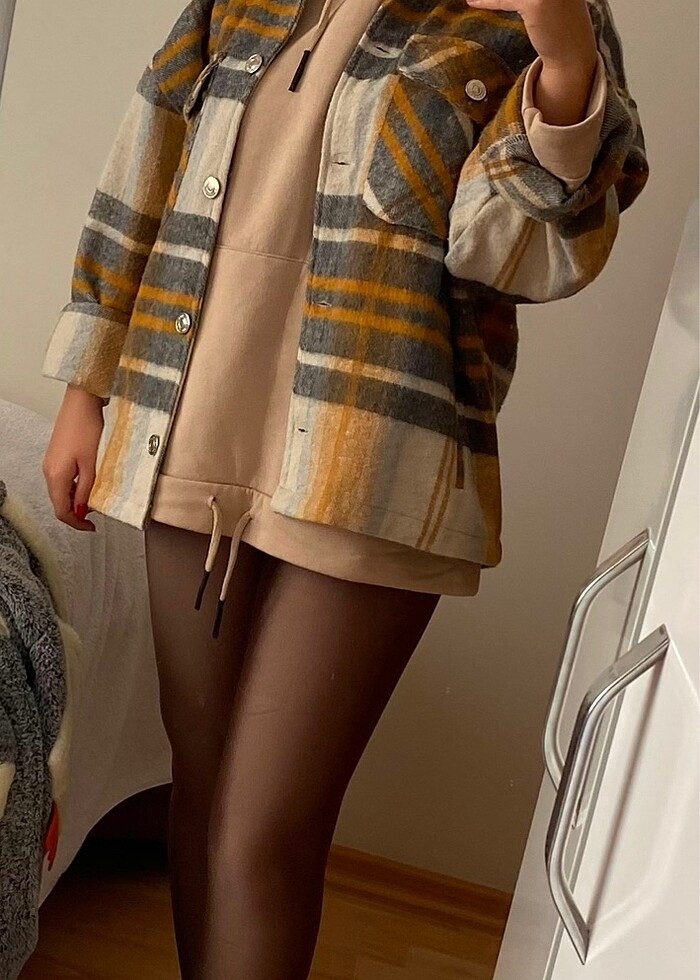 Turuncu Gri Oduncu Gömlek - Görsel 2