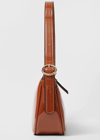 Stradivarius Kahverengi Parlak Baget Çanta - Görsel 7