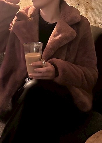 Pull and Bear Kahverengi Kadın Kürk Mont - Görsel 8