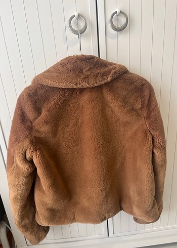 Pull and Bear Kahverengi Kadın Kürk Mont - Görsel 2