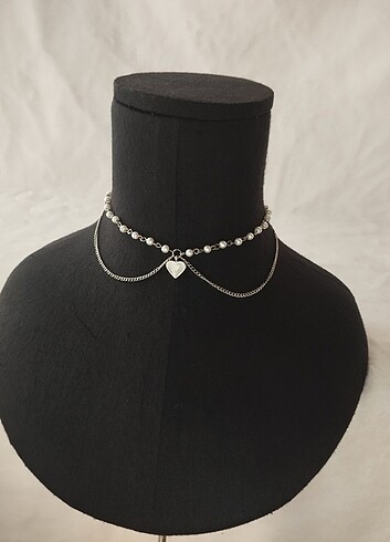 kalpli inci choker kolye