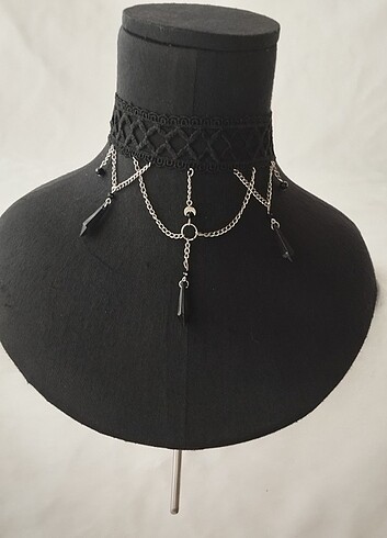 Tasarımcı gotik choker tasarım kolye
