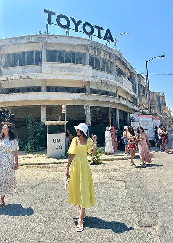 Diğer Sarı Midi Pamuklu Elbise