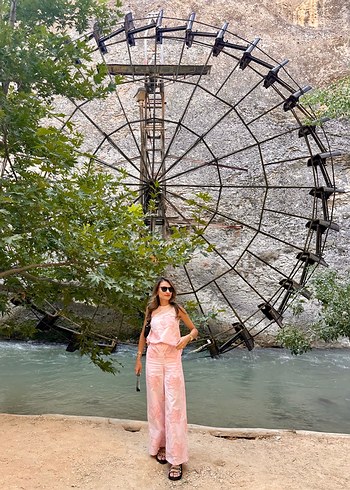 Dantel Detaylı Pembe Bohem İkili Takım