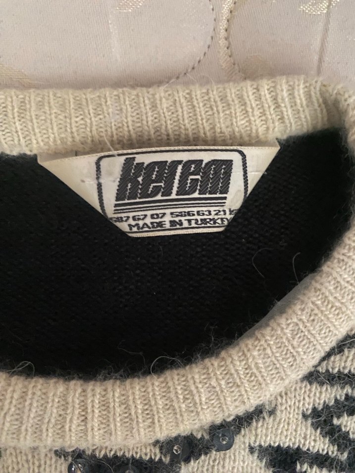 Bohem Siyah Desenli Yün Kazak - Görsel 2