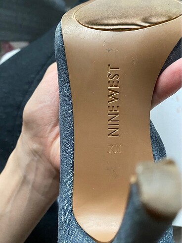 37 Beden Nine West Gri Mavi Hafif Simli Stiletto