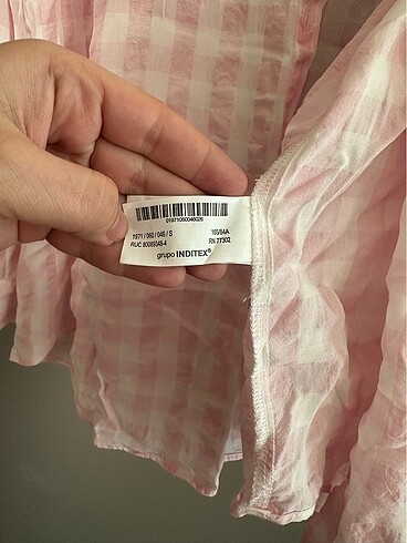 s Beden pembe Renk Zara pötikareli oversize gömlek