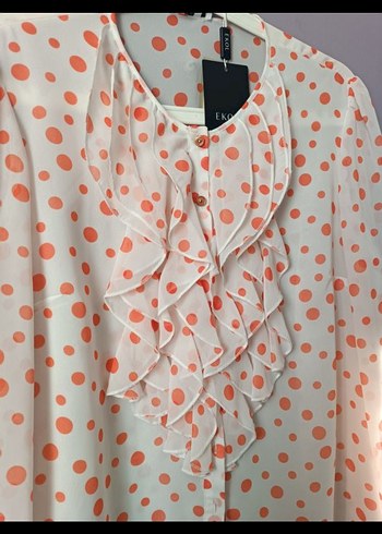 Puantiyeli şifon bluz - Görsel 2