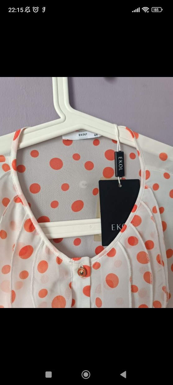 Puantiyeli şifon bluz - Görsel 3