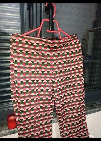 Kadın Çok Renkli Piliseli İspanyol Paça Pantolon - Görsel 3