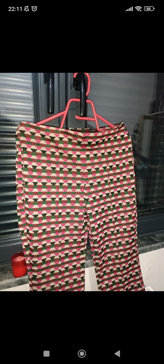 Kadın Çok Renkli Piliseli İspanyol Paça Pantolon - Görsel 3