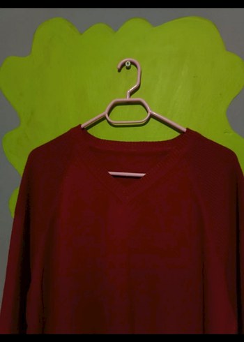 v yaka bordo kazak - Görsel 2