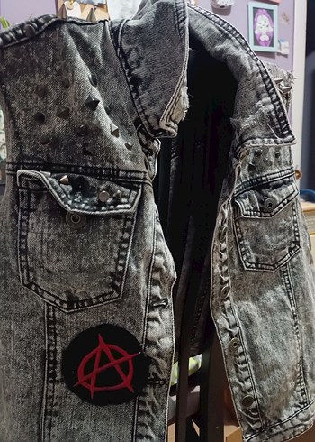 38 Beden gri Renk grunge punk kot yelek