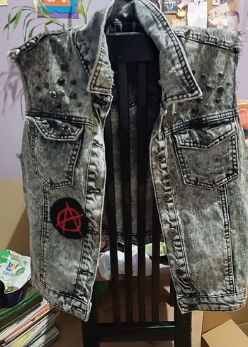 grunge punk kot yelek - Görsel 7