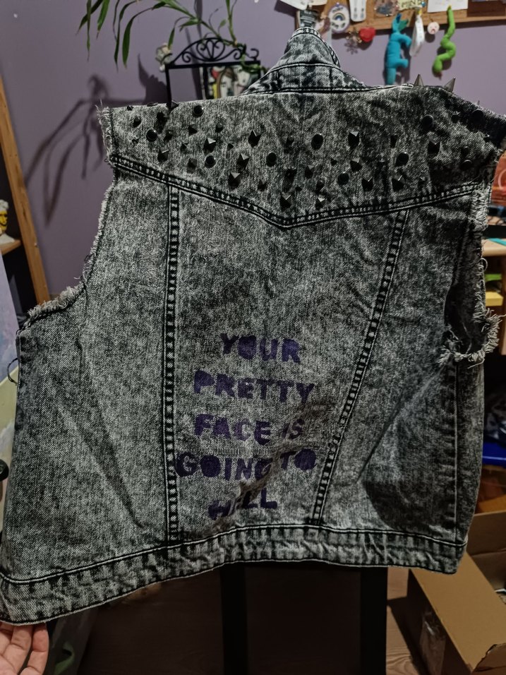 grunge punk kot yelek - Görsel 5