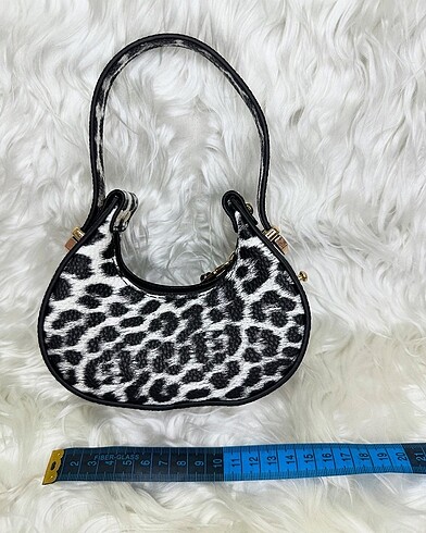 Litchi Beyaz Leopar Desenli Mini Çanta - Görsel 2
