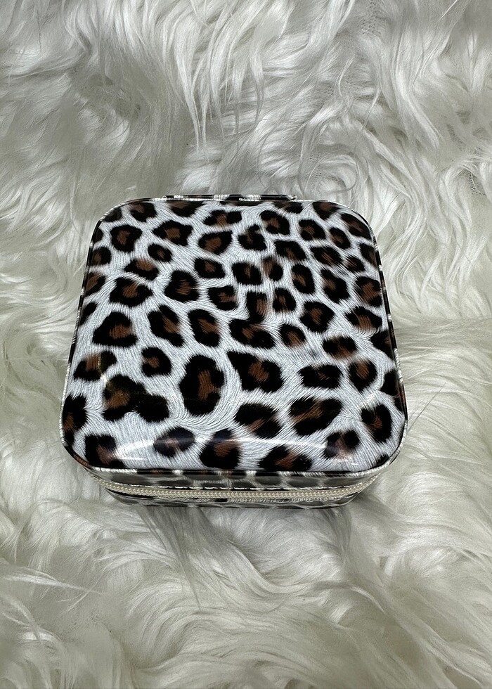 Leopar Desenli Corduroy Mücevher Kutusu - Görsel 2