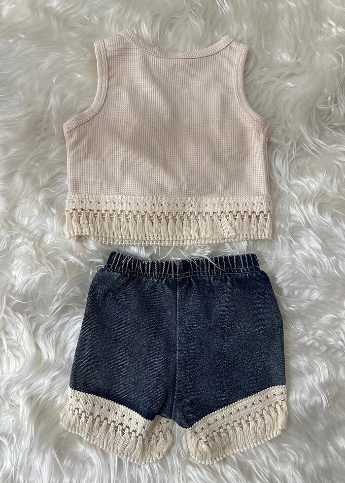 Fırfırlı Kot Şort Takım - Görsel 2