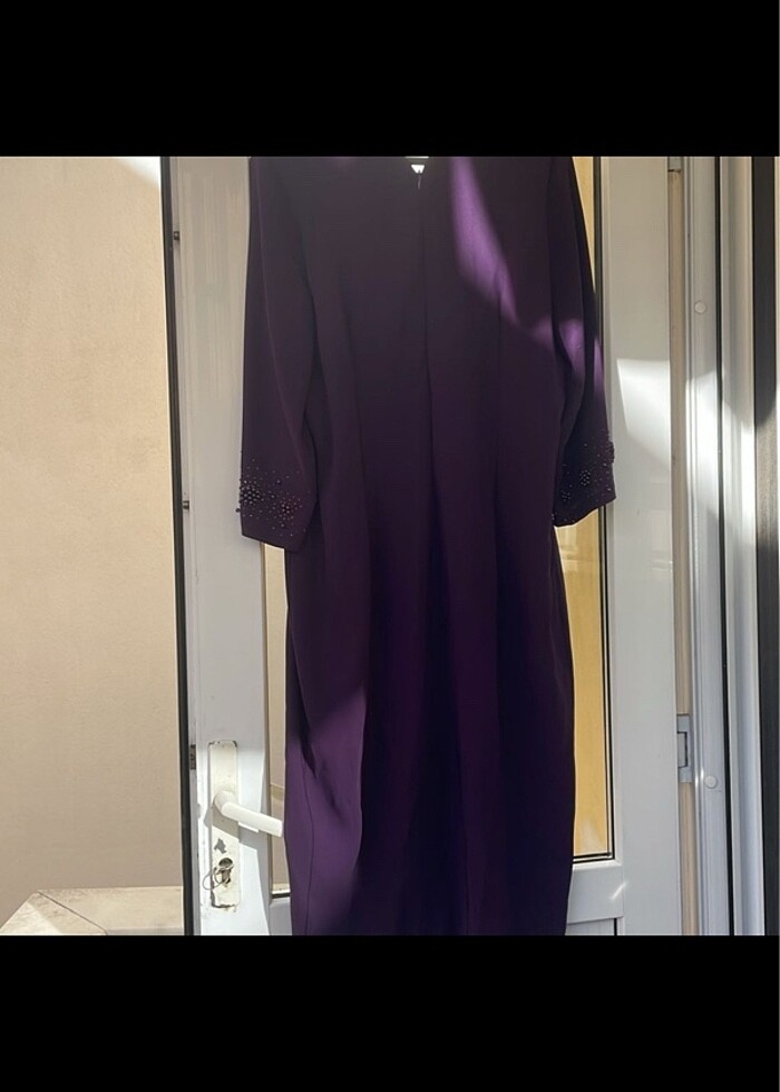 Mor göğüs ve kol boncuk 48 beden abıye - Görsel 3