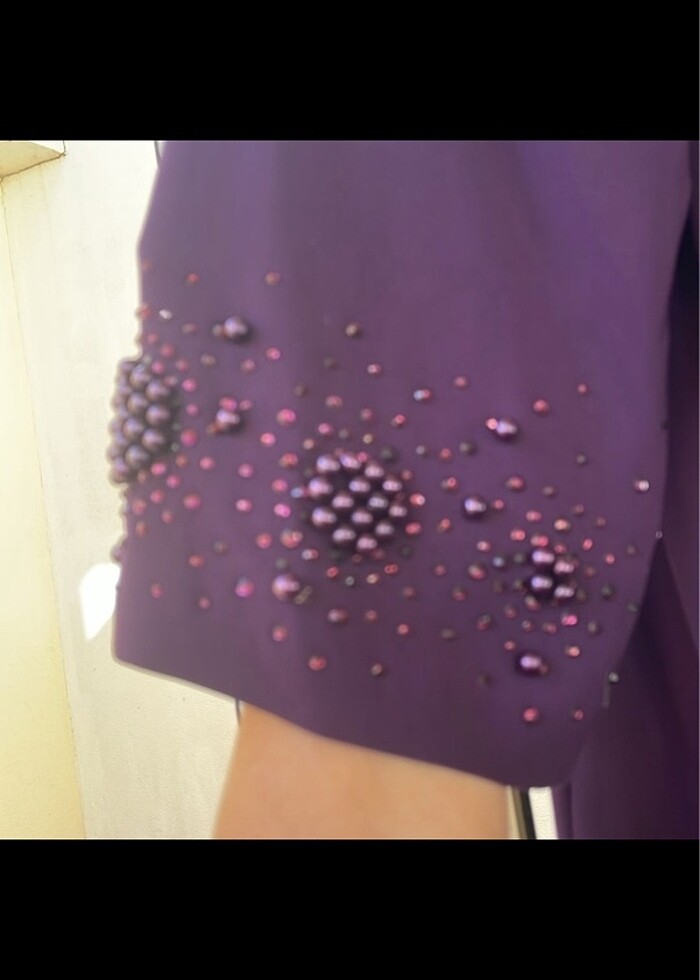 Mor göğüs ve kol boncuk 48 beden abıye - Görsel 5