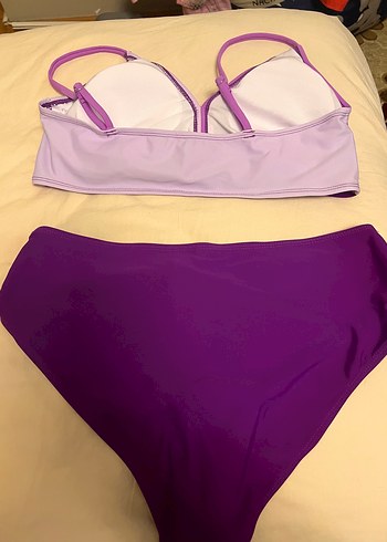 42 Beden mor Renk Mor Strappy Drapeli Bağlamalı Bikini