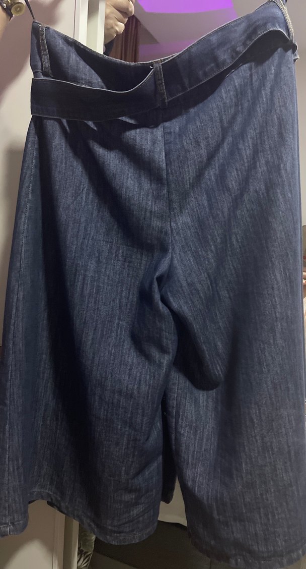 Kadın Lacivert Bel Detaylı Midi Kot Pantolon - Görsel 3