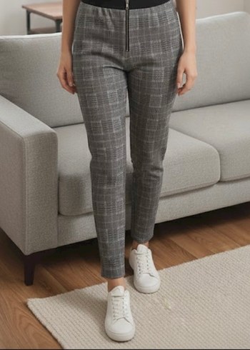 Kadın Gri Midi Kumaş Pantolon - Görsel 3