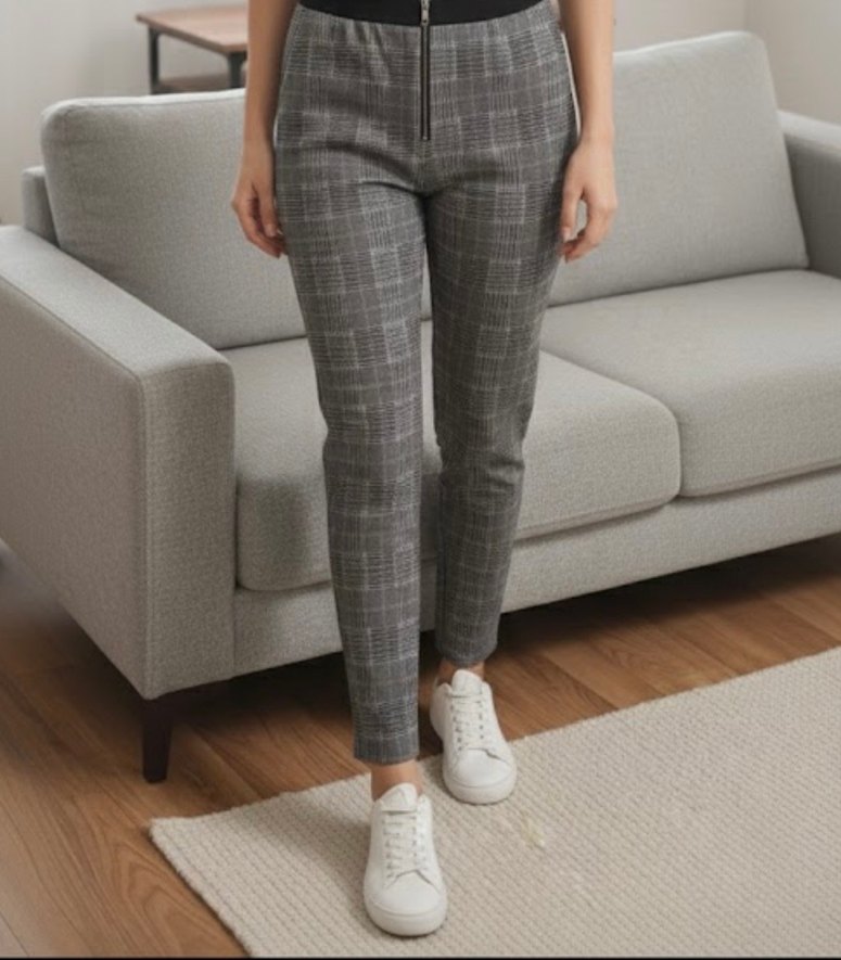 Kadın Gri Midi Kumaş Pantolon - Görsel 3