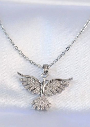 Zirkon taşlı Anka kuş Çelik kolye - Görsel 2