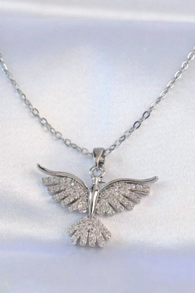 Zirkon taşlı Anka kuş Çelik kolye - Görsel 2