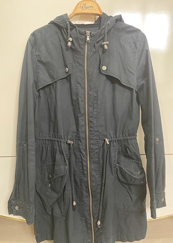 LC Waikiki Gri Kapüşonlu Kemerli Denim Ceket