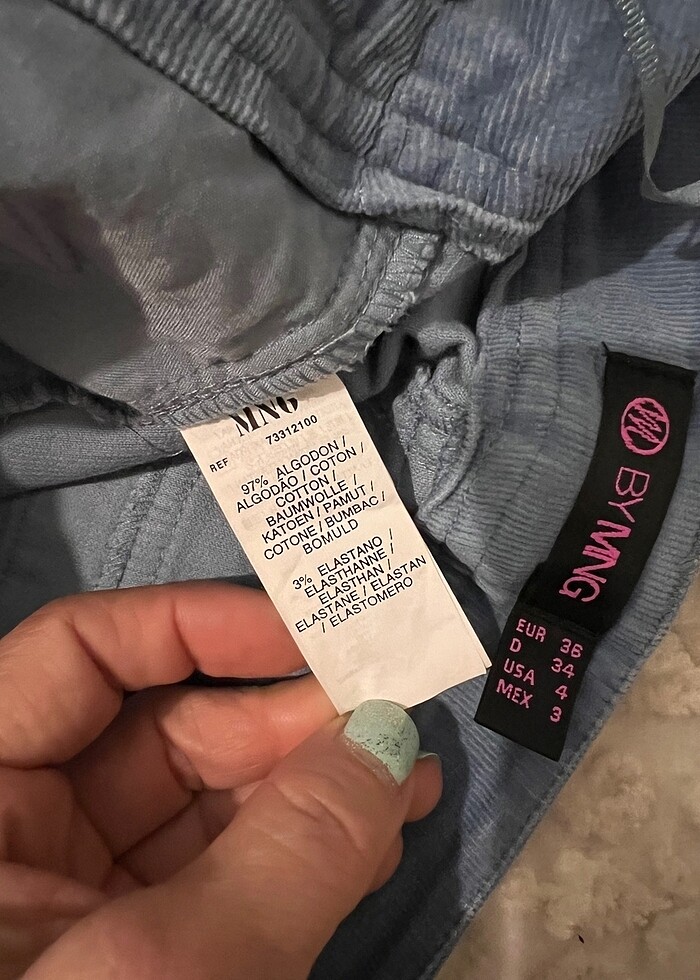 Mango mavi kadife pantolon 36 - Görsel 5