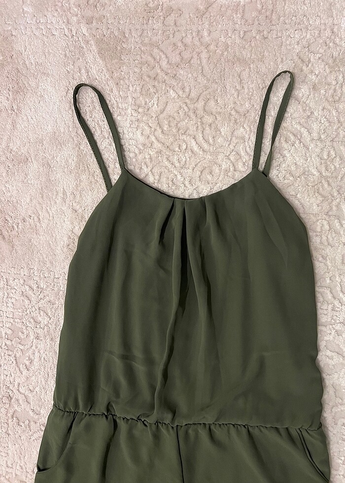 Sense S asker yeşili şort tulum - Görsel 2