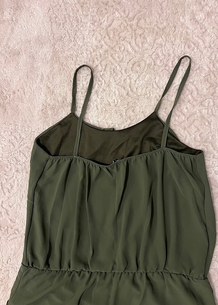 Sense S asker yeşili şort tulum - Görsel 4