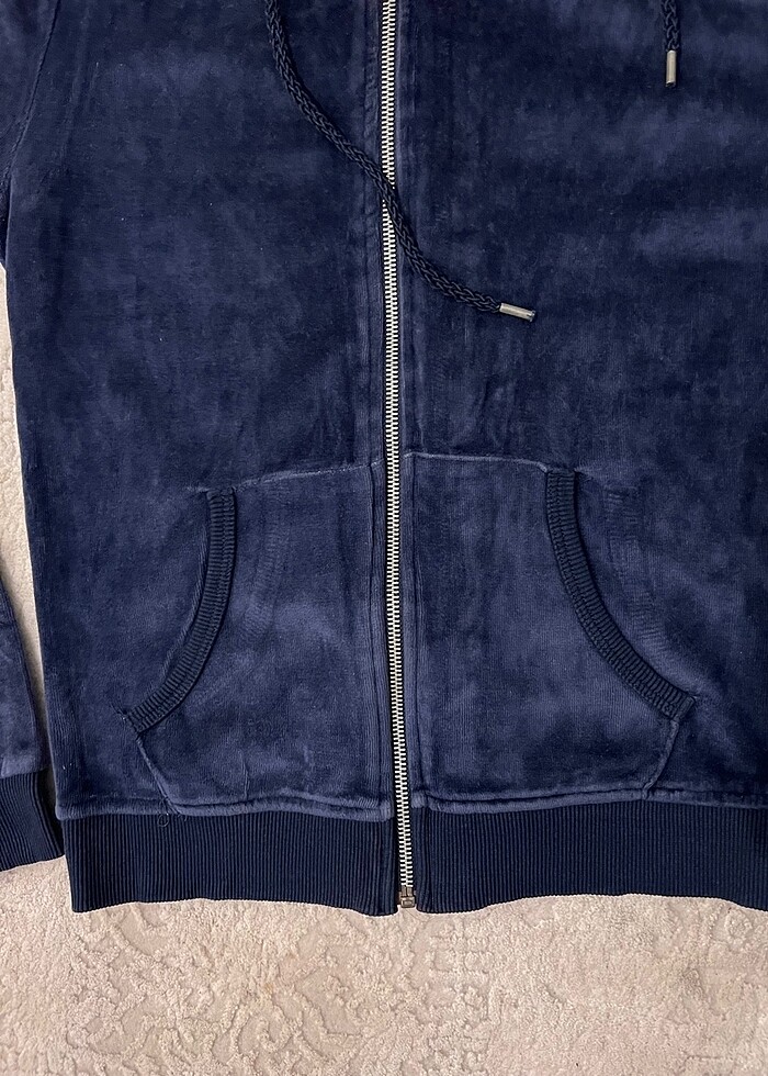 S/M beden lacivert kadife sweatshirt - Görsel 3