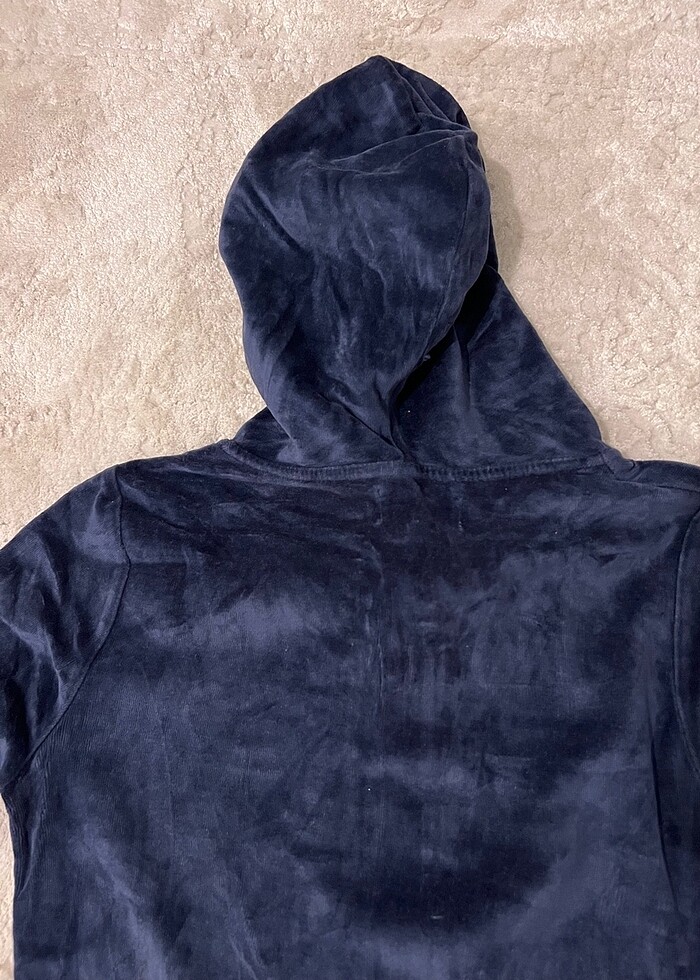 S/M beden lacivert kadife sweatshirt - Görsel 5