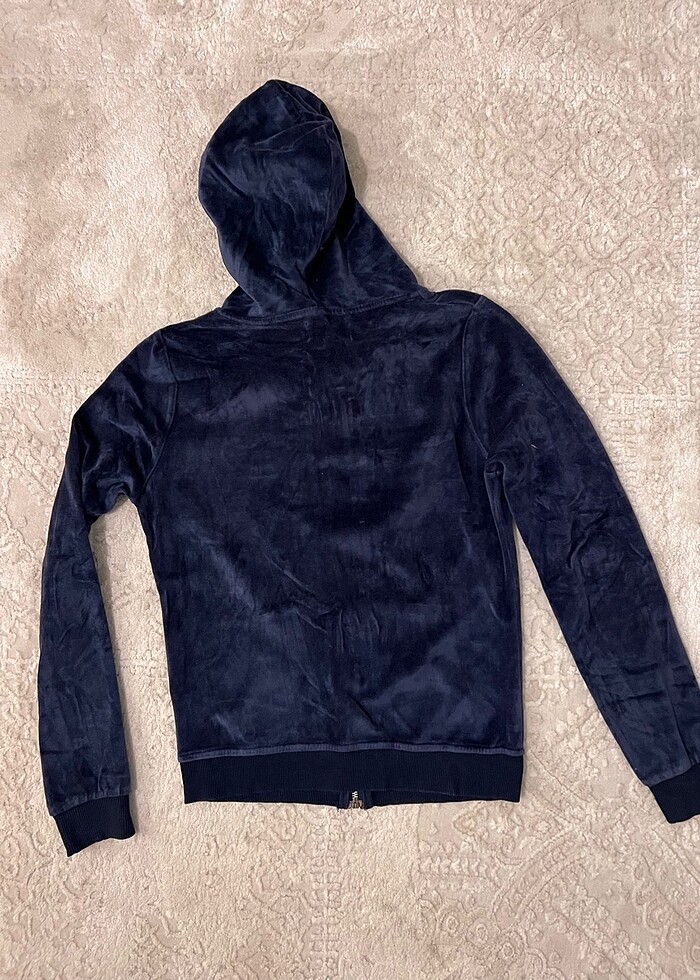 S/M beden lacivert kadife sweatshirt - Görsel 4