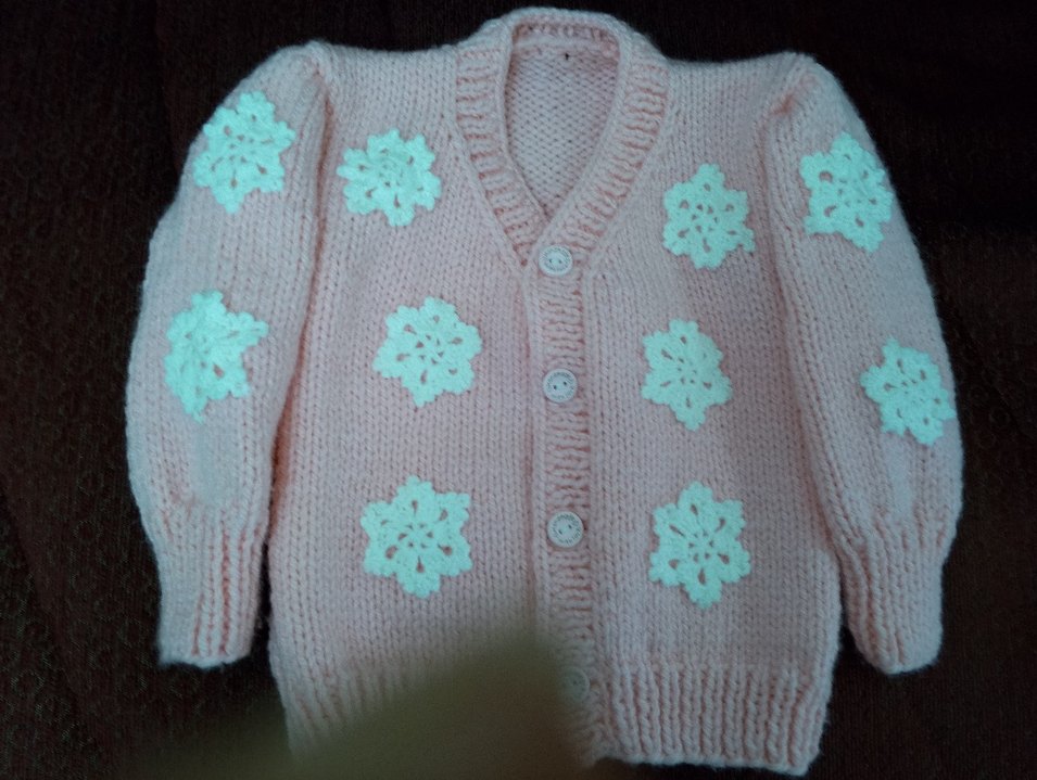 Kızlar için Nakışlı Pembe Örgü Hırka - Görsel 2